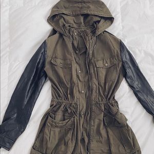 Aritzia Olive and Black Hooded Jacket